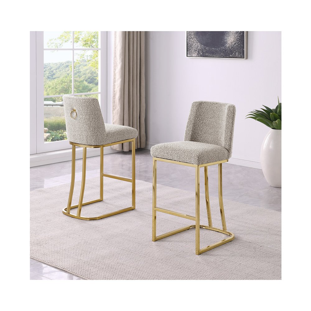 Gray With Gold Base Counter-Height Chairs, Set Of 2