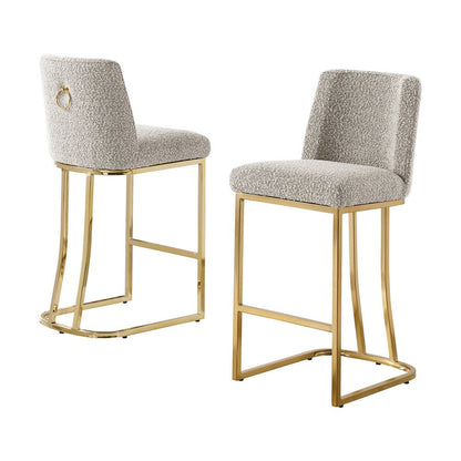 Gray With Gold Base Counter-Height Chairs, Set Of 2
