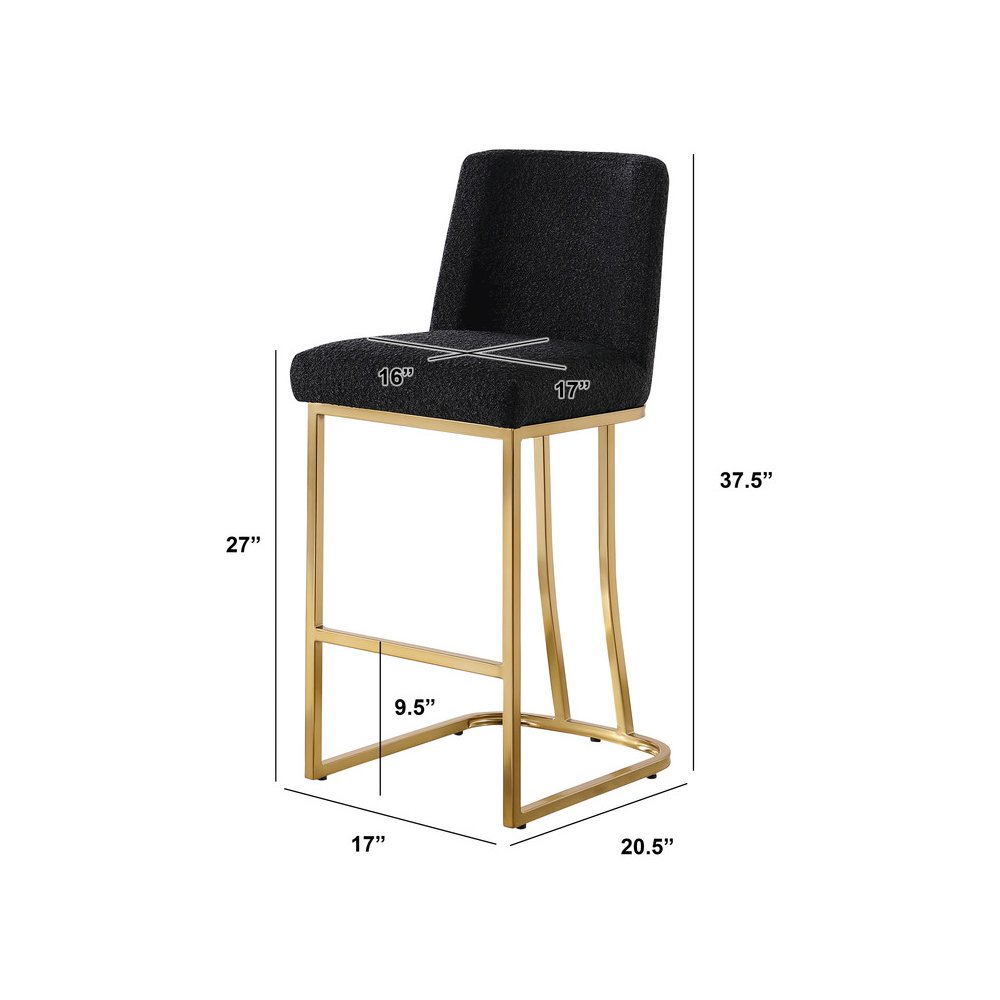 Black With Gold Base Counter-Height Chairs, Set Of 2