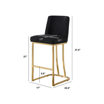 Black With Gold Base Counter-Height Chairs, Set Of 2