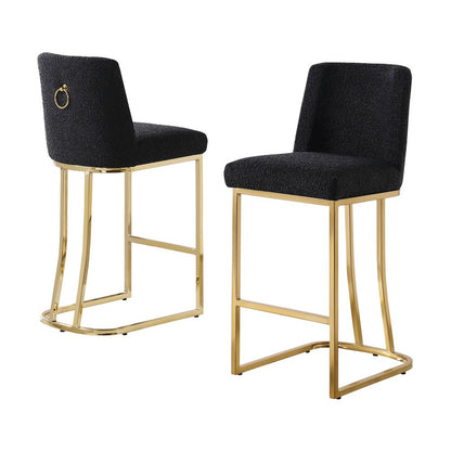 Black With Gold Base Counter-Height Chairs, Set Of 2