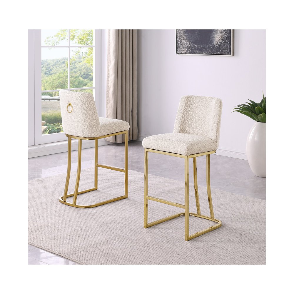 Cream With Gold Base Counter-Height Chairs, Set Of 2