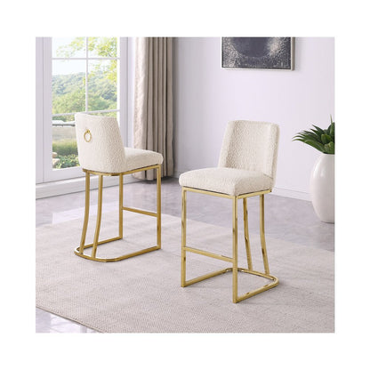 Cream With Gold Base Counter-Height Chairs, Set Of 2
