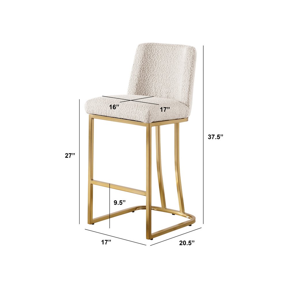 Cream With Gold Base Counter-Height Chairs, Set Of 2
