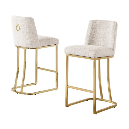 Cream With Gold Base Counter-Height Chairs, Set Of 2