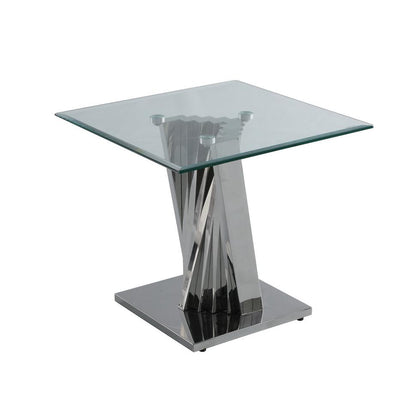Glass Coffee Table Sets: Coffee Table and 2 End Tables with Stainless Steel Base