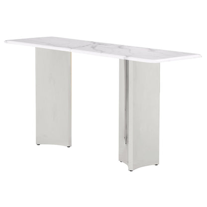 Rectangle White Marble Console Table with Silver Base