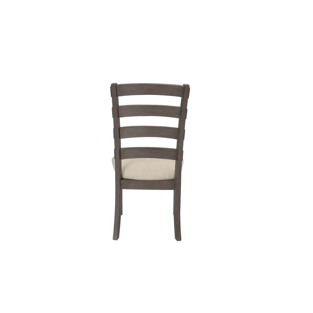 7 Piece Dining Set Extendable w/18"Center Leaf Extension & 6 Ladder-Back Chairs in Beige Linen