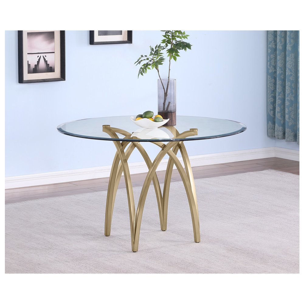 5Pc Round 48X48 Dining Set With 4 Rich Gray Boucle Chairs