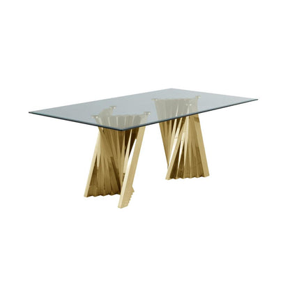 Classic 7pc Dining Set w/Uph Side Chair, Glass Table w/ Gold Spiral Base, Black