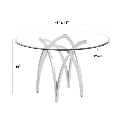 5Pc Round 48X48 Dining Set With 4 Rich Gray Boucle Chairs
