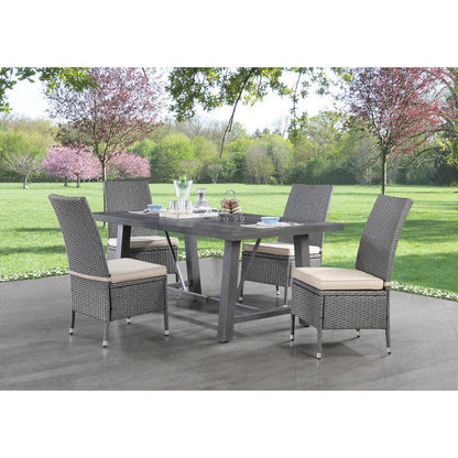 5-piece outdoor dining table in grey aluminum metal