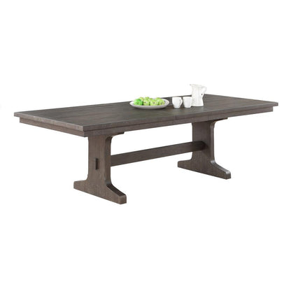 78" Extendable rustic brown wood dining table with pedestal