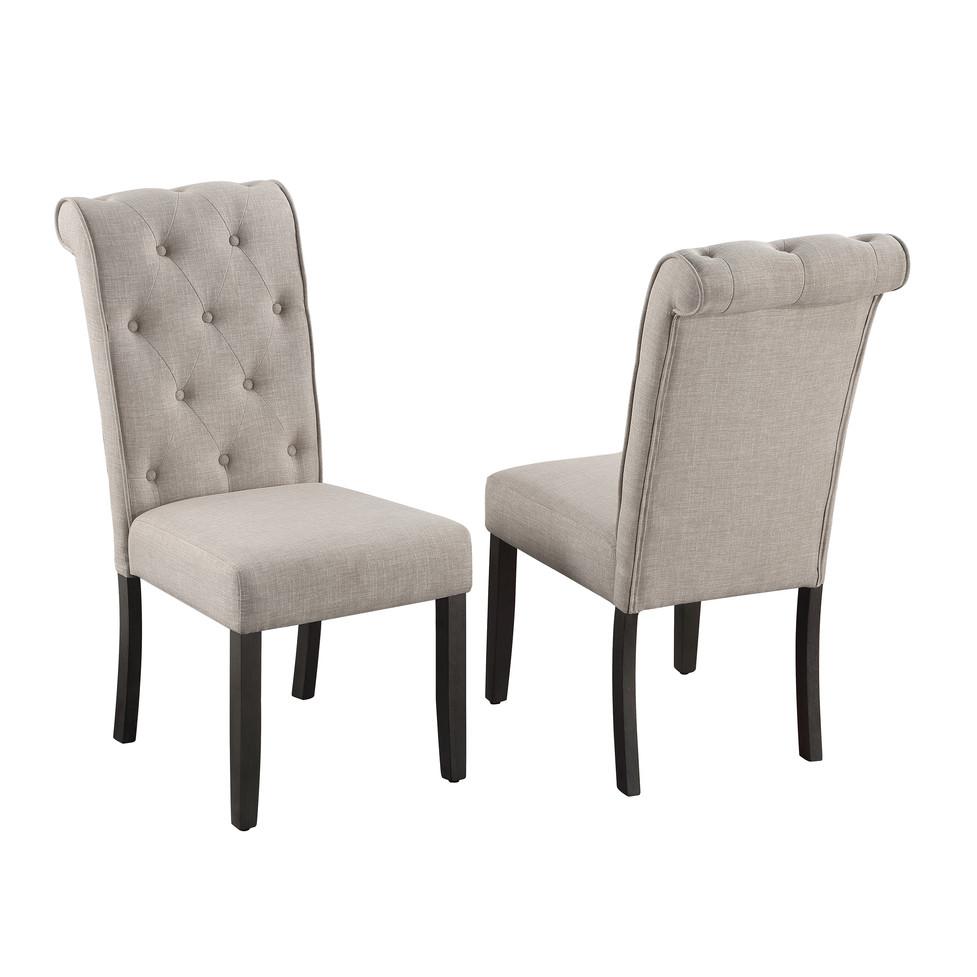 5pc Dining set, Faux Marble Wrap Table set with Beige linen dining chairs