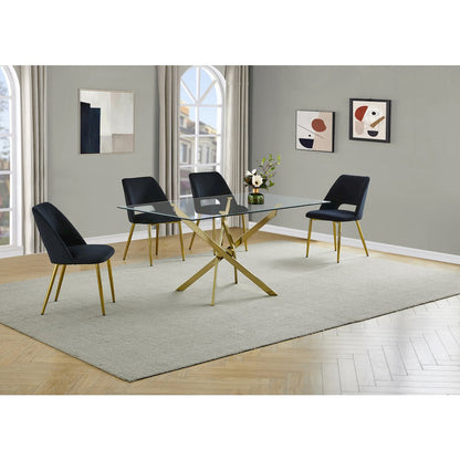 5pc dining Set- Rectangle - table with Black Velvet Chairs
