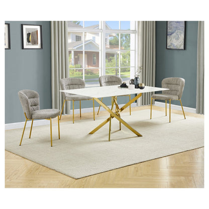 Rectangle Tempered Glass Dining Table With 4 Grey Side Chairs