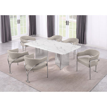 7pc 38mm Marble Top Dining Set Gray Chiars