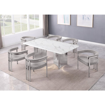 7pc 38mm Marble Top Dining Set 6 Rich Gray Chiars