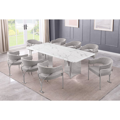 9pc 38mm Marble Top Dining Set Rich Gray Chiars