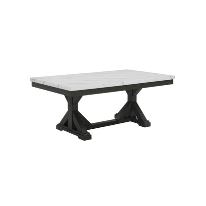 Faux Marble Top Dining Table With Rustic Grey Wood Base