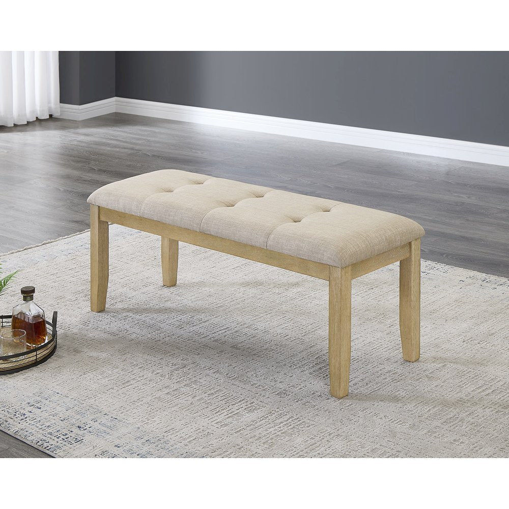 Upholstered Dining Bench With Rustic Beige