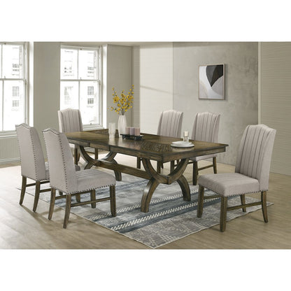 7pc wood dining set with extendable table
