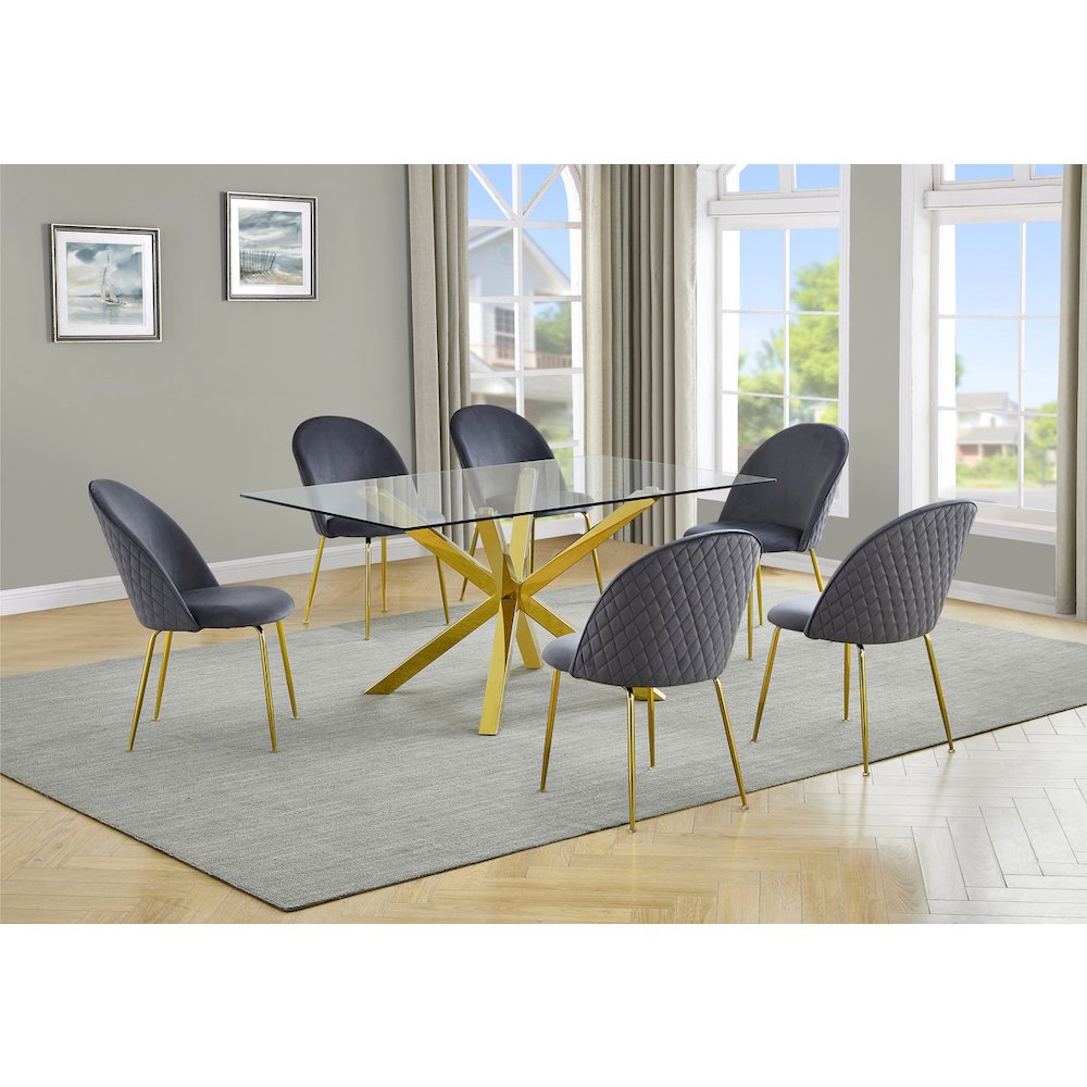 7 piece dining set- Rectangular dining table with 6 Dark grey side chairs