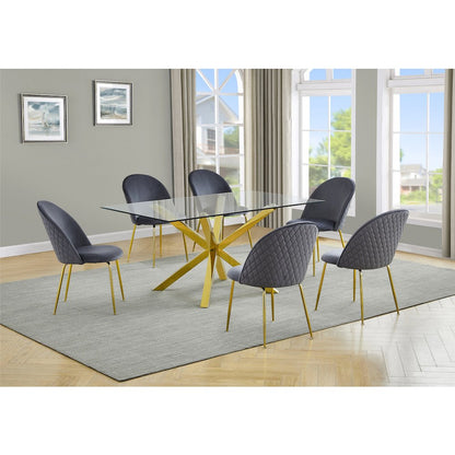 7 piece dining set- Rectangular dining table with 6 Dark grey side chairs