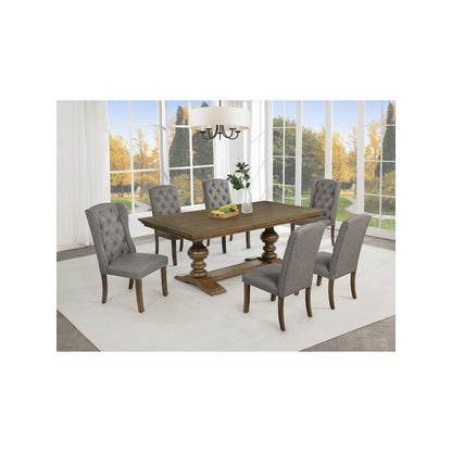 Dinging Set With 6 Dark Grey Side Chairs And One 72" Wood Dining Table