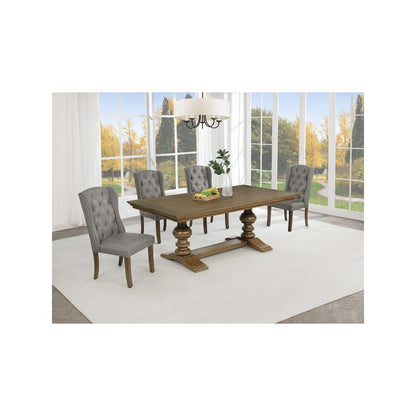 Dinging Set With 6 Dark Grey Side Chairs And One 72" Wood Dining Table