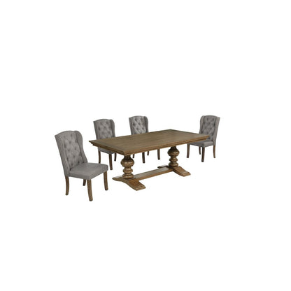 Dinging Set With 6 Dark Grey Side Chairs And One 72" Wood Dining Table
