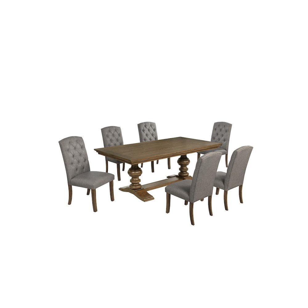 Dinging Set With 6 Dark Grey Side Chairs And One 72" Wood Dining Table