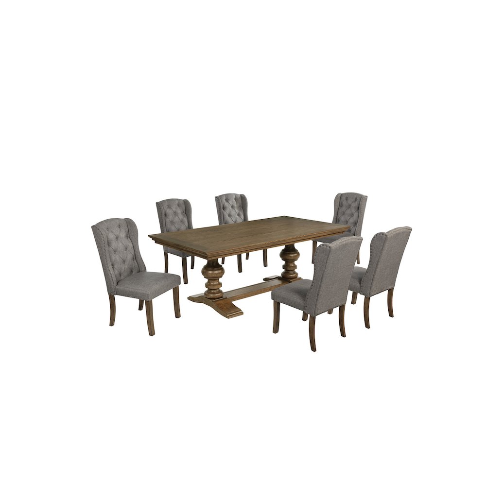 Dinging Set With 6 Dark Grey Side Chairs And One 72" Wood Dining Table