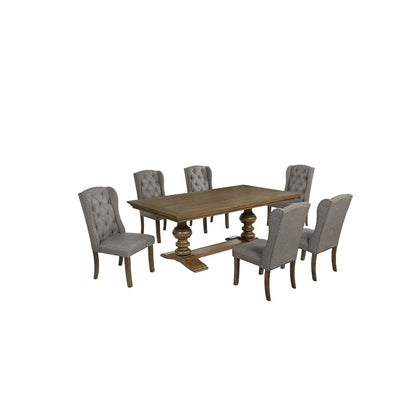 Dinging Set With 6 Dark Grey Side Chairs And One 72" Wood Dining Table