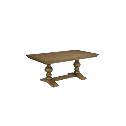 Traditional 72" Wood Dining Table In Brown Oak Veneer Color