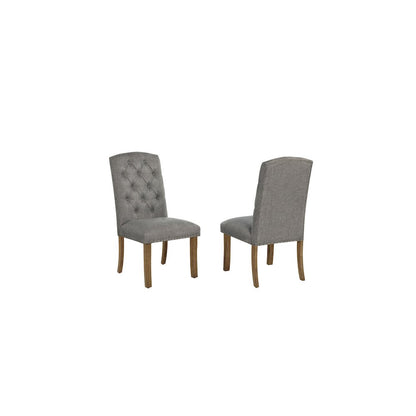 Dark Grey Dining Chair With Linen Fabric (Set Of 2)
