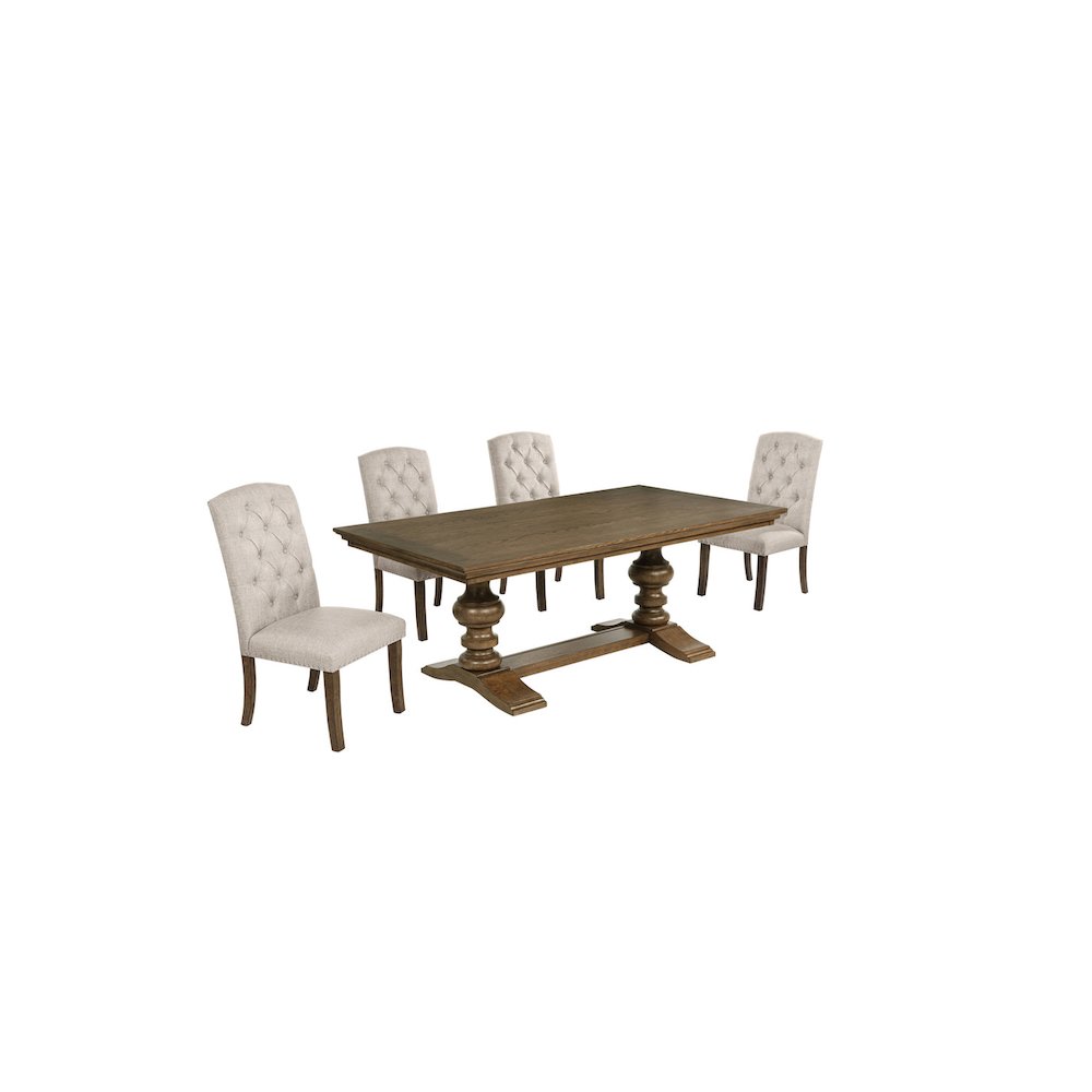 Dinging Set With 6 Dark Grey Side Chairs And One 72" Wood Dining Table
