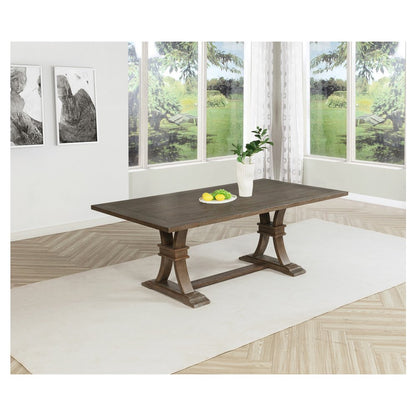 7 Piece Traditional Dining Set With Dark Grey Side Chairs