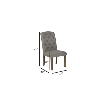 7 Piece Traditional Dining Set With Dark Grey Side Chairs