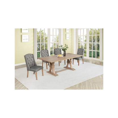 5 Piece Traditional Dining Table With Dark Grey Side Chairs