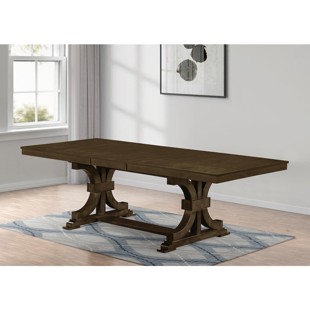7pc Extandable Wood Dining Table Set Cherry Color