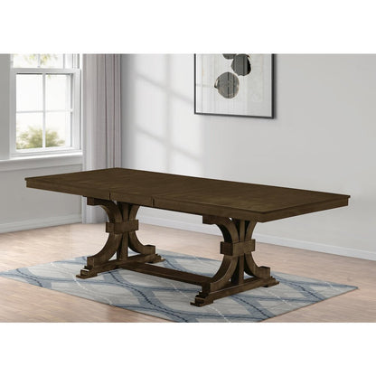 7pc Extandable Wood Dining Table Set Cherry Color