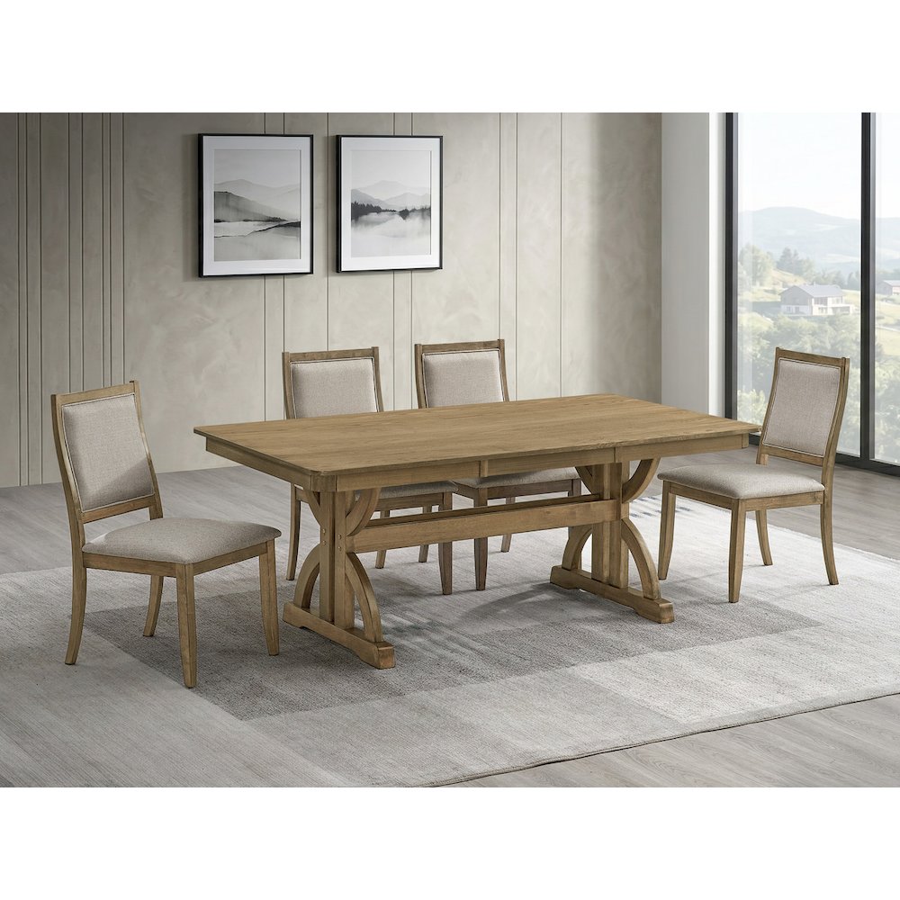 5pc Wood Dining Table Set Ash Brown