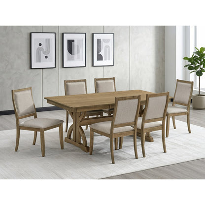 7pc Wood Dining Table Set Ash Brown