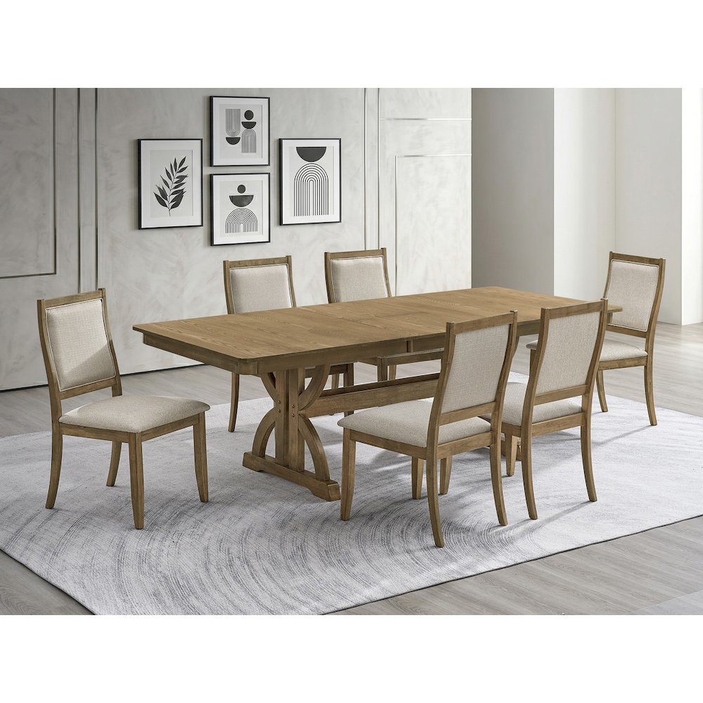 7pc Butterfly Extension Dining Table Set Ash Brown