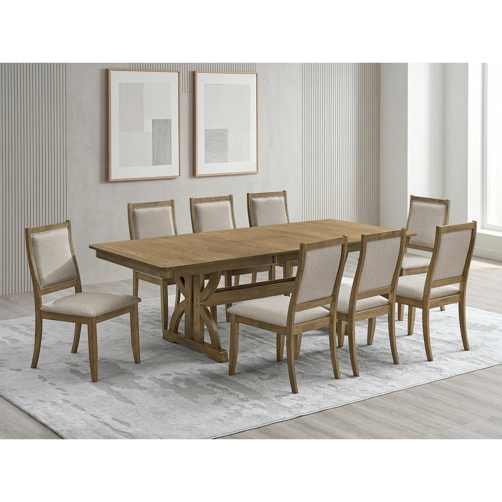 9pc Butterfly Extension Dining Table Set Ash Brown