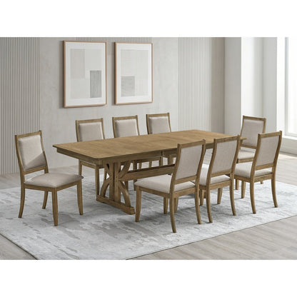 9pc Butterfly Extension Dining Table Set Ash Brown