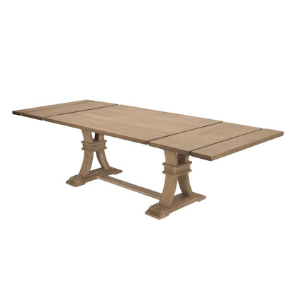 Classic Extendable Dining Table with Two 16" Leafs in Rustic Wood Finish