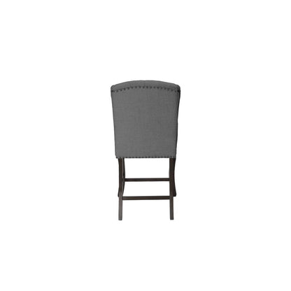Counter Height Upholstered Side Chairs with Tufted Buttons and Nailhead Trim