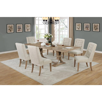 7 Piece Dining Set Extendable w/two 16"Side Leaves Extension & 6 Chairs